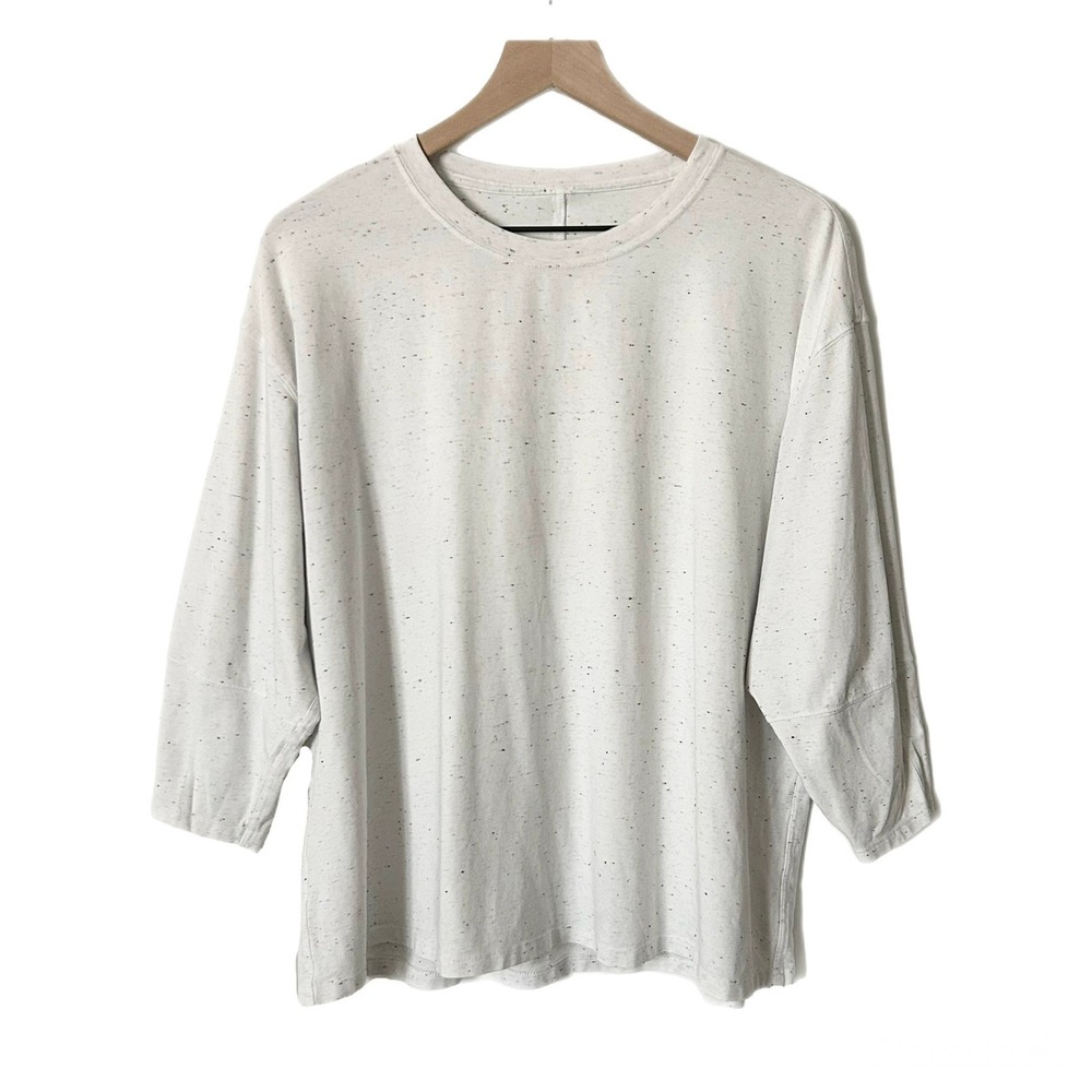 Lululemon LA 3/4 Sleeve Crewneck Shirt Pima Cotton Confetti White Size 12